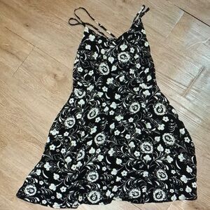 Floral Black and White Dress